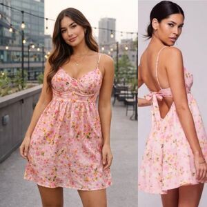NWOT RESA floral tie back mini dress, lrg $189